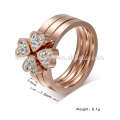 Designed plain rose gold flower ring for women,rose gold crystal rings jewelry